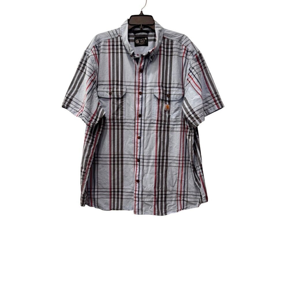 Carhartt Men's Size 2XL Blue Plaid Short Sleeve Shirt 105175 H51